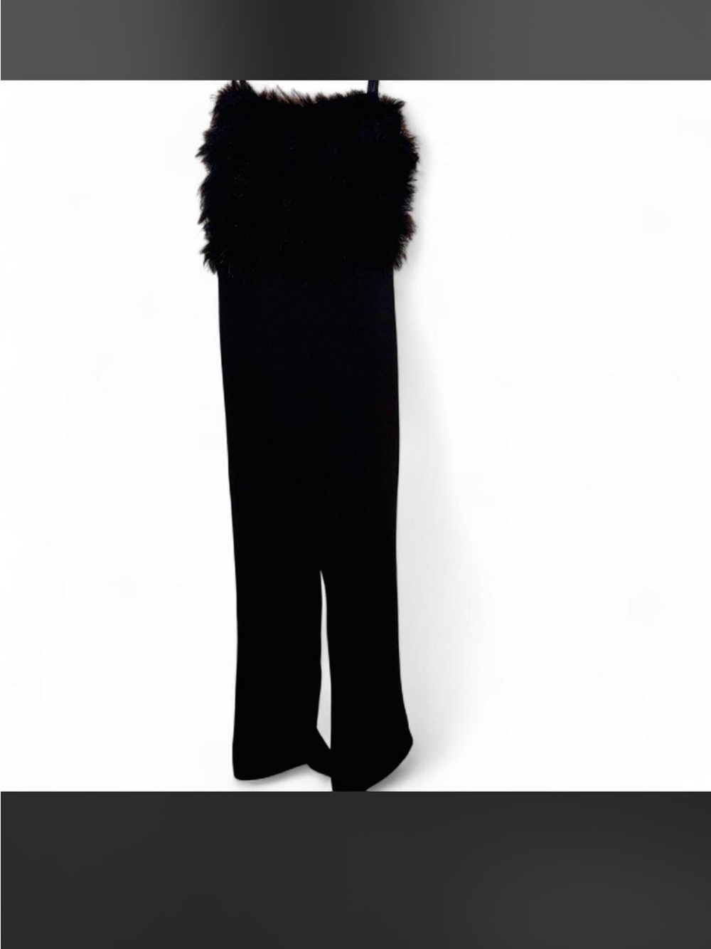 Strapless Faux-Fur Bandeau Wide-Leg Jumpsuit - Black